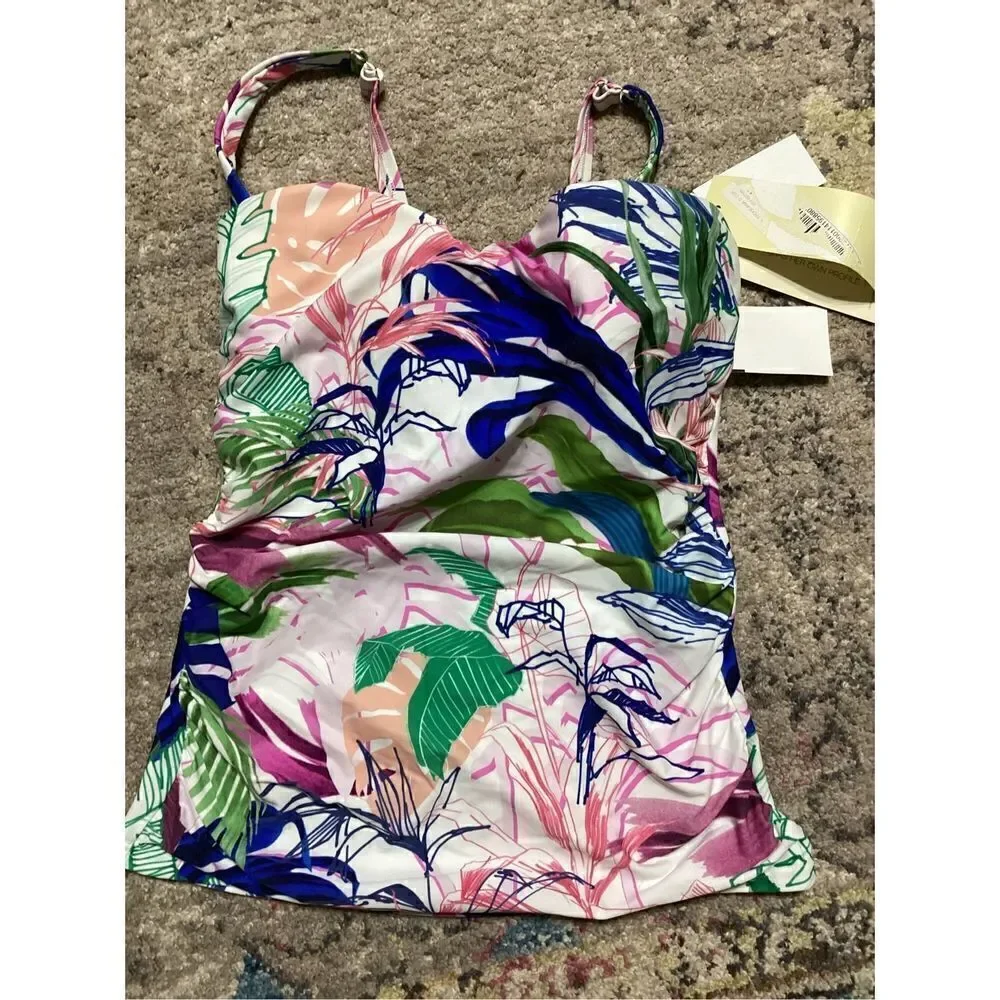 New. GOTTEX floral tankini bra sized top. 36D.